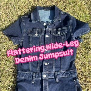 Stylish Wide Leg Denim Jumpsuit